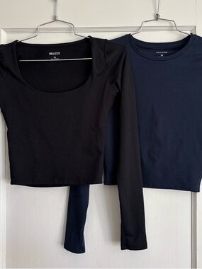 Hollister Black & Navy Long Sleeve Tops